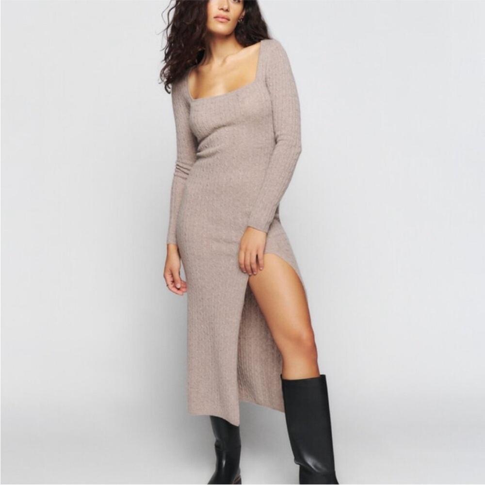 Reformation Pompeo 100% Cashmere Long Sleeve Dress, size M